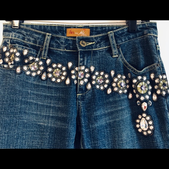 Swarovski Crystal stunning Statement Jeans Flared size 25 - Picture 6 of 8